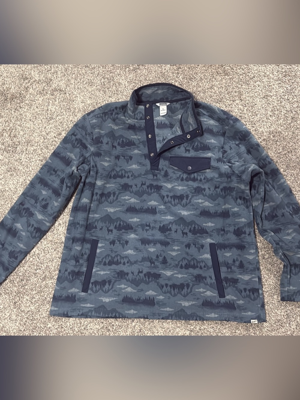Duluth Trading Co Blue Forest Deer Snap-Front Pullover XL